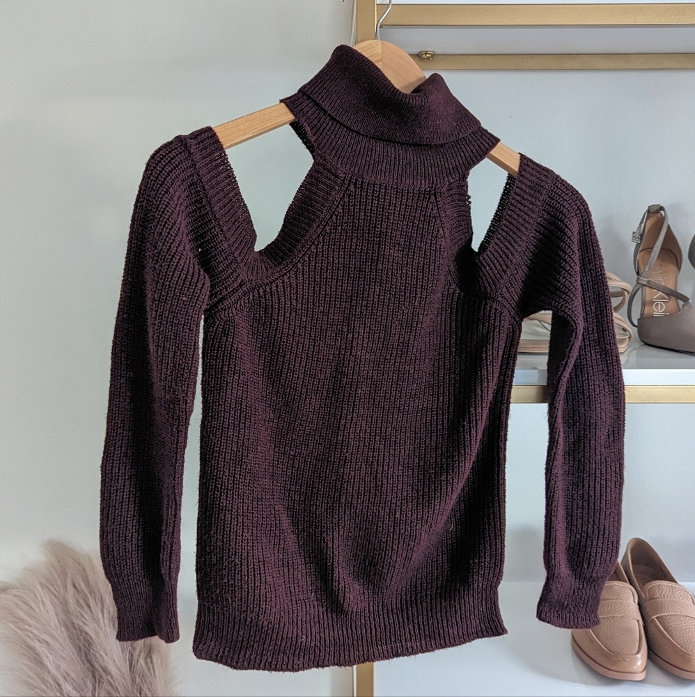 KENDALL & KYLIE | Turtleneck Open-Shoulder Sweater